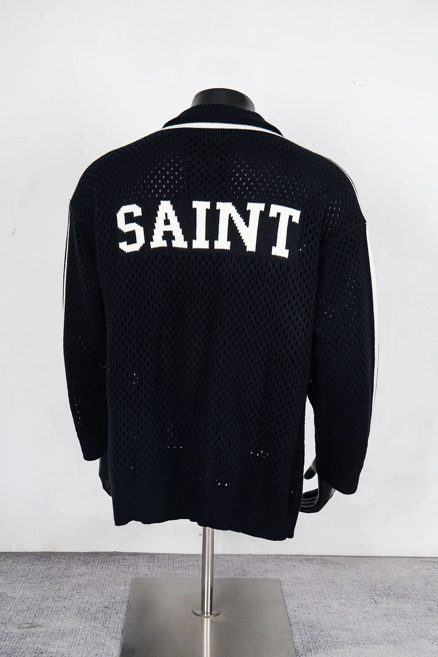 Model No. S02# saint knitted sweater hollow letter printed zipper jacket Color: black apricot Size: SMLXL P210
